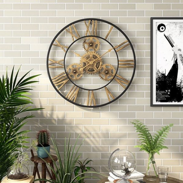 Navaris Orologio Da Parete Grande 30 Cm - Design Moderno Color Bronzo, Quadrante Nero E Numeri Oro Rosa, Silenzioso